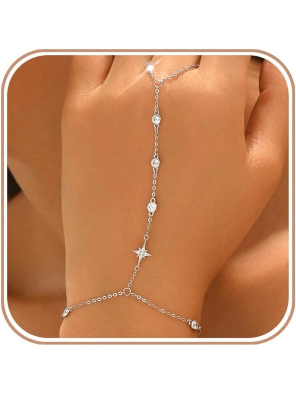 925 Sterling Silver Hand Chain Bracelet for Women - Elegant & Adjustable Jewelry